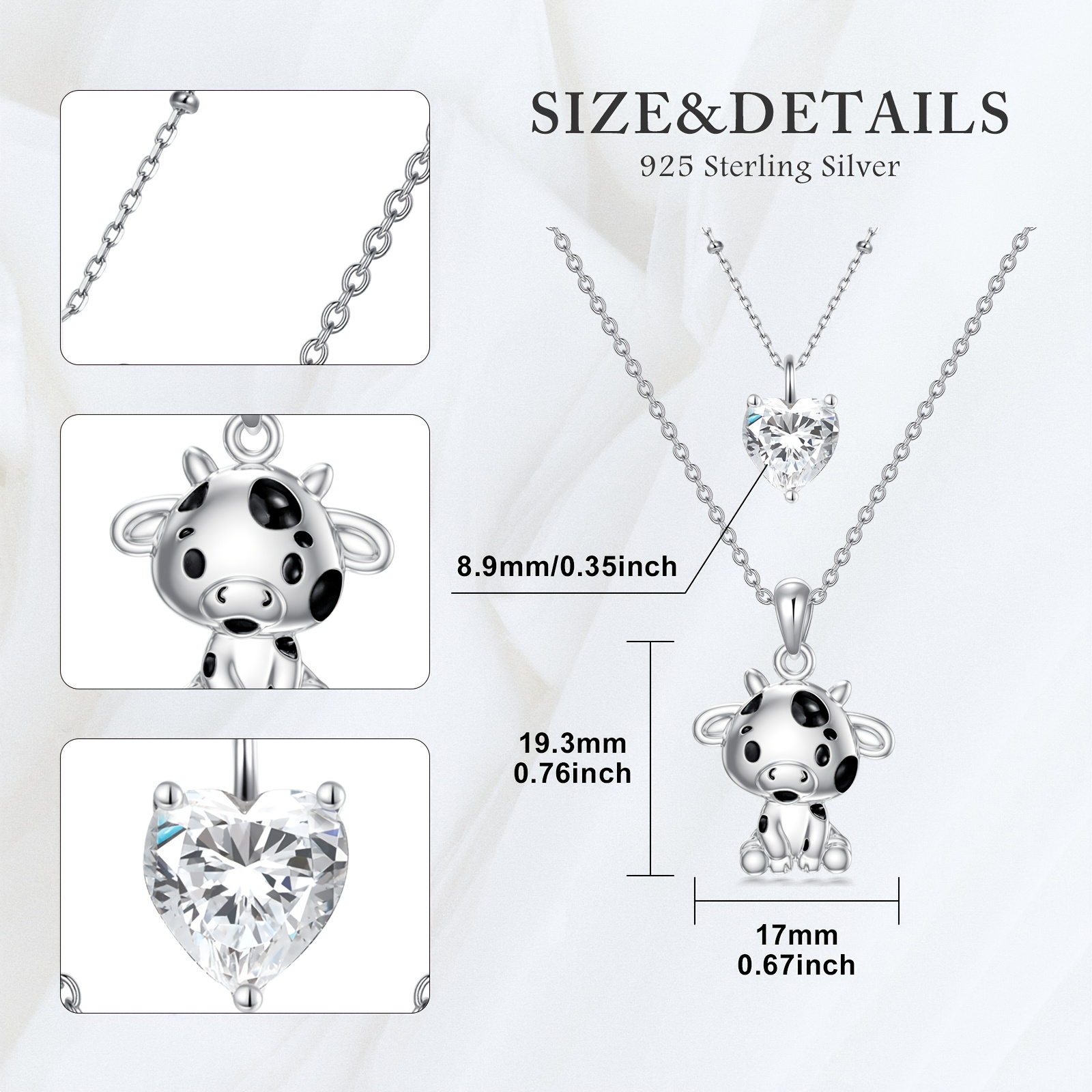Women's 925 Sterling Silver Layered Cow Birthstone Necklace
