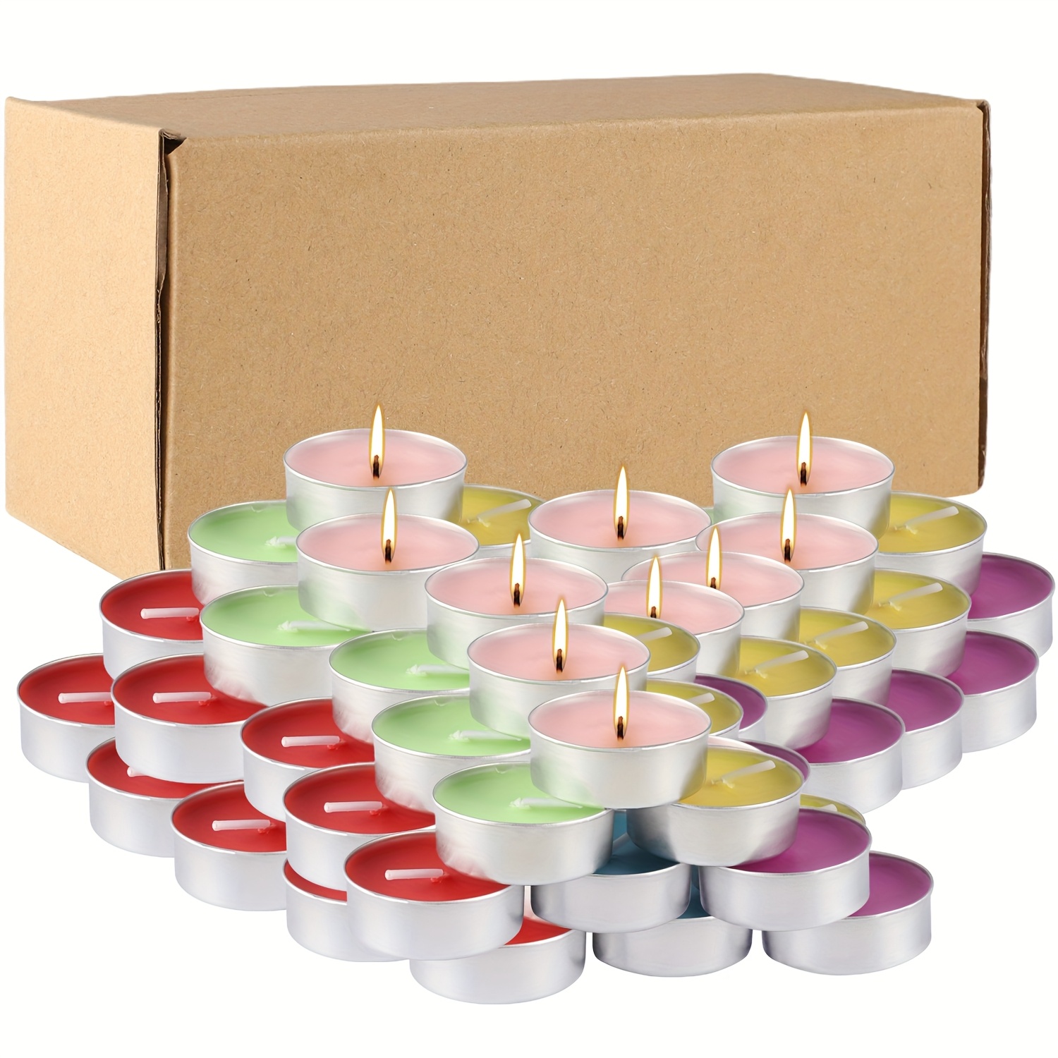 TEMU 6 Colors 60 Scented Tea Light Candles Burn For About (mixed) Suitable For Anniversaries, Wishes, Parties, Home Decor, Relaxation, Meditation, Reiki, Painting, Gifts