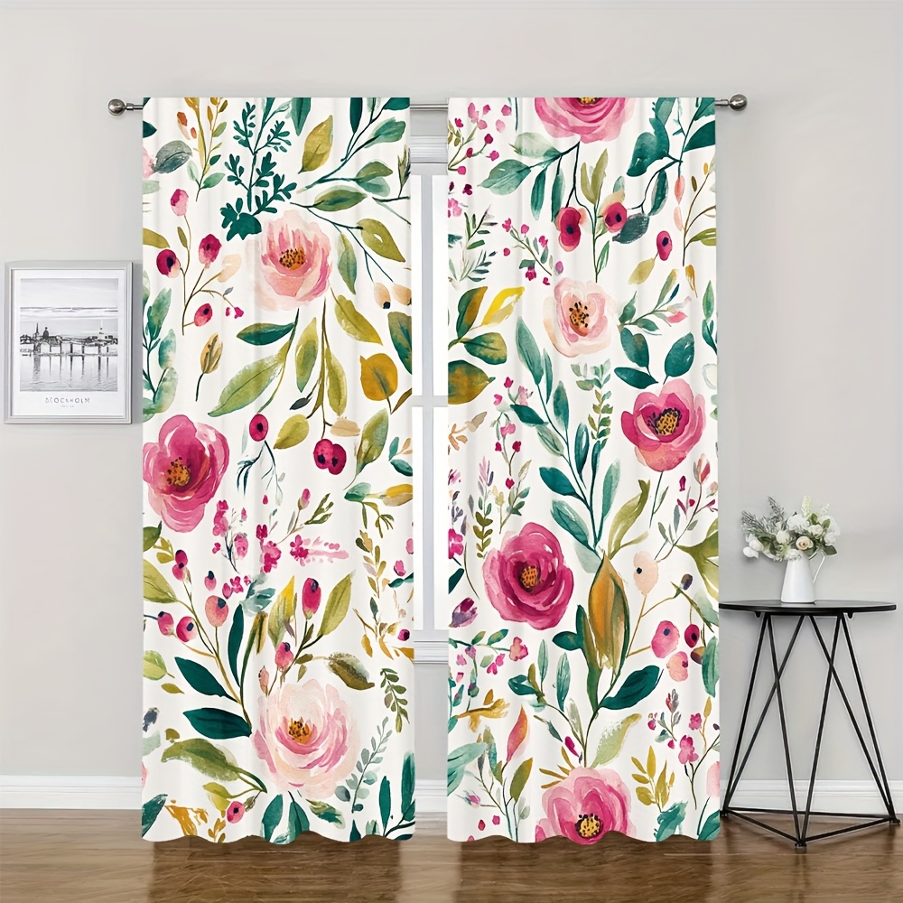 2 stck bunte vorhang mit blumenmuster - design mit efeu und blhenden  rosen, polyester, ohne stange, lichtfilter, -dekor fr kche, esszimmer,  wohnbereiche, esszimmer-dekor|bunter vorhang-design|polyester-stoff,  vorhnge fr wohnzimmer | Mehr Kaufen ...