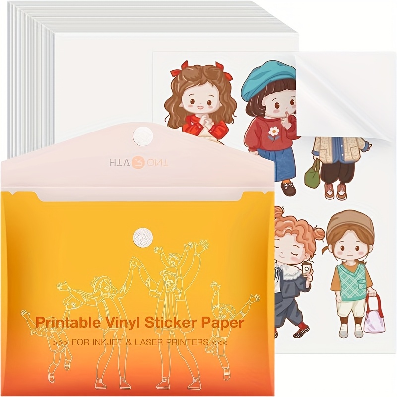 Htvront Printable Vinyl Sticker Paper, 100 Sheets Glossy/matte Waterproof Sticker Paper For Inkjet Printer Dries…: retailer-supplied image