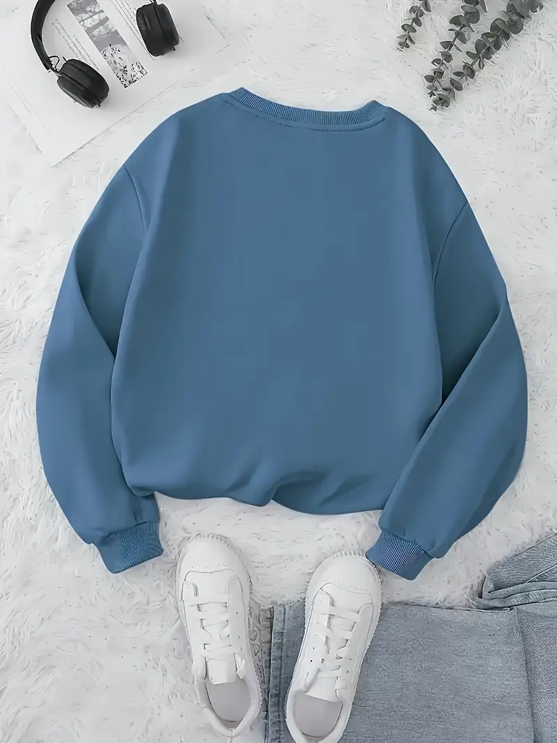 sweat-shirt décontracté à col ras du cou, imprimé , tendance pour femmes Détails du produit 0