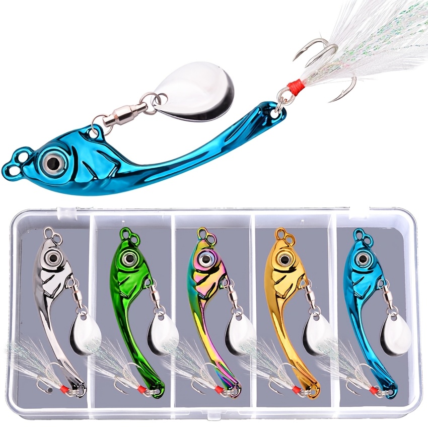 Image of 5pcs/lure Metal Long-cast Wobbling Bait For Freshwater And Saltwater Fishing, Pale , , And Fish