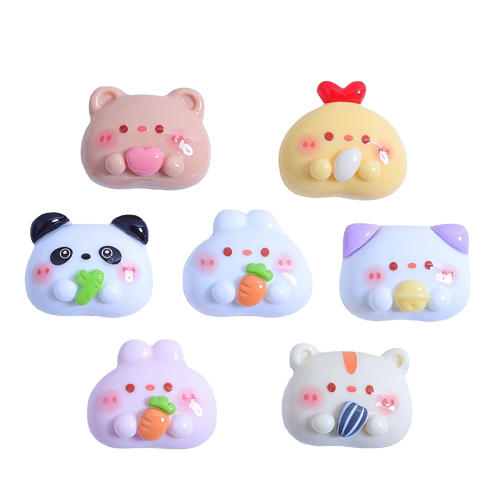 TEMU 20pcs Random Assortment Glossy Animal Head Series Decorative Beads, Handmade Diy Cream Glue Jewelry Accessories, Resin Patches
