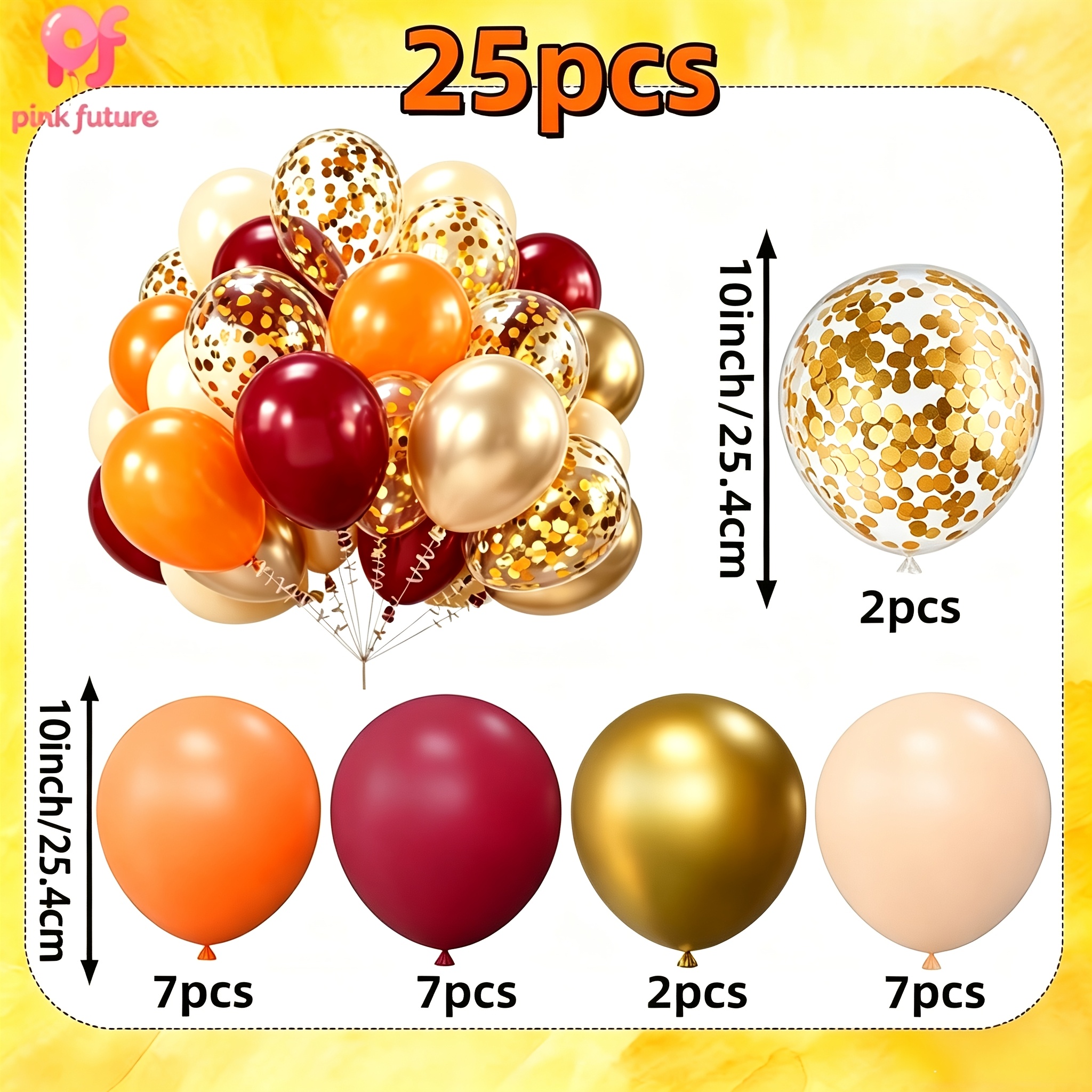 Image of 25pcs Burgundy Orange Apricot Metal Set, Party Balloons, Suitable For Thanksgiving And Autumn-themed Balloons, Halloween Autumn Party Decoration, Autumn Birthday Wedding Bridal Gift Supplies, Parties
