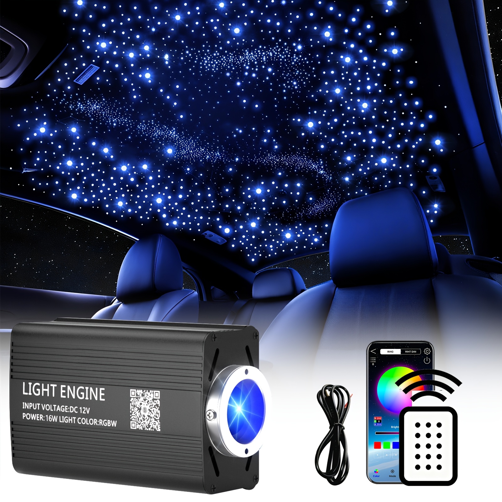 16w Starry , 500pcs*0.75mm* Starry Optic Rgbw Bluetooth App/remote Control/music Synchronization Led Fiber For Car/ceiling/home Theater