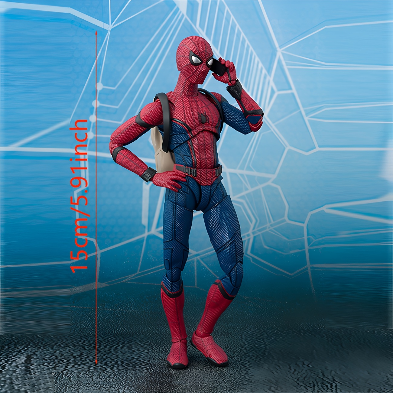 MARVEL Spider-Man Collectible PVC Statue With Backpack - Highly Poseable Action Figure - Desk Decor, Gift For Birthdays, Superhero Decorations, Party Decorations, Detailed Sculpt, Pop Culture Lovers