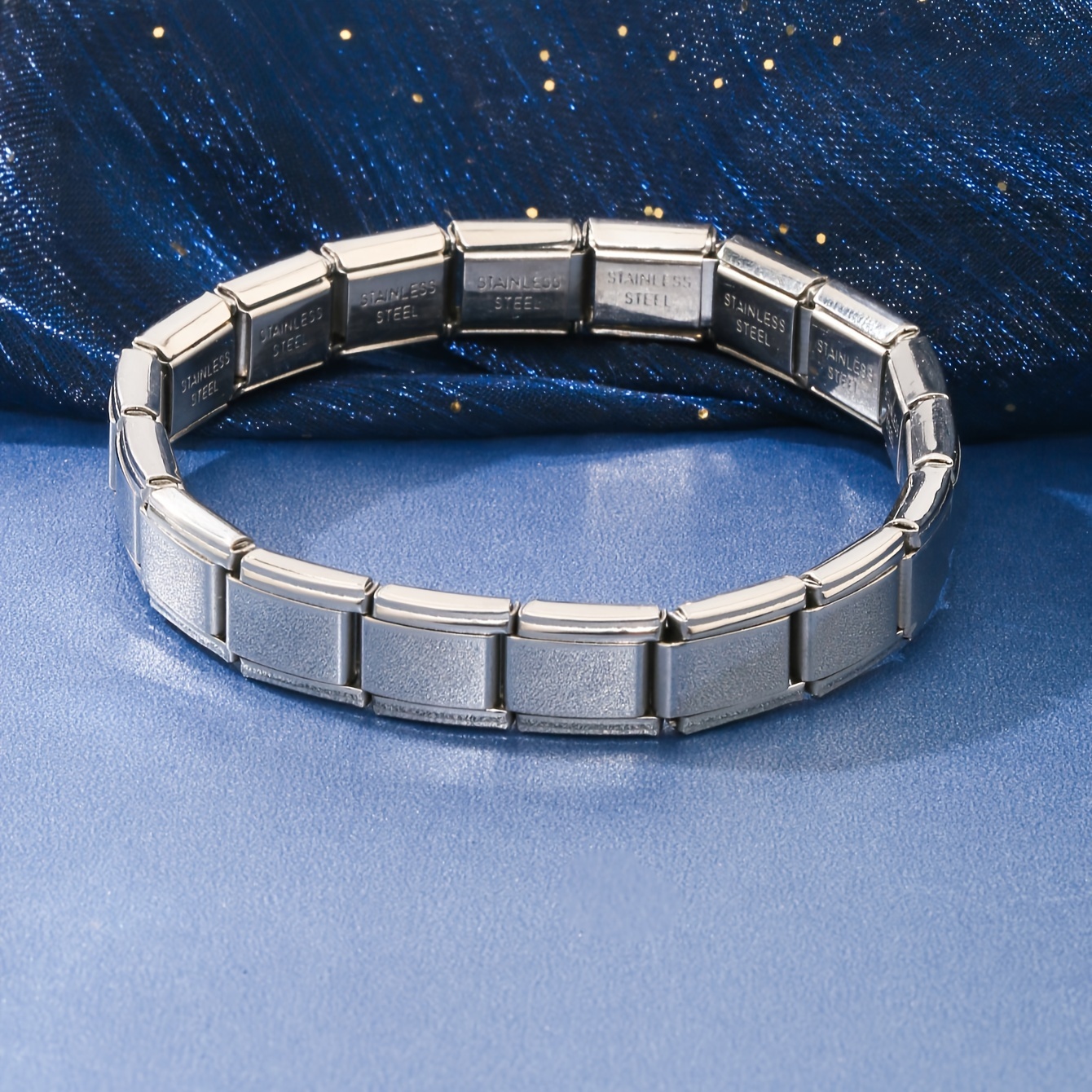 9mm Width Charm Bracelet Stainless Steel, Elastic Chain