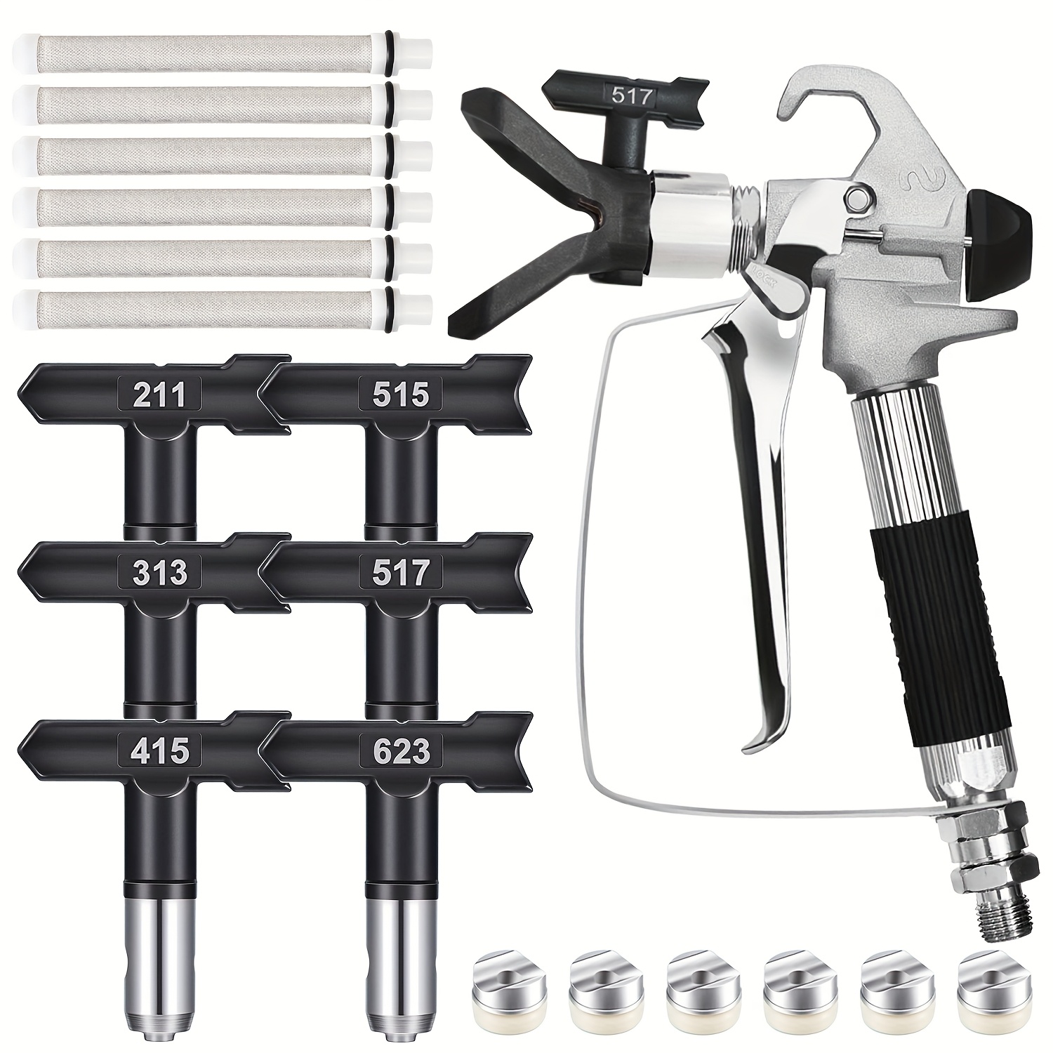 TEMU 14pcs Airless With Nozzle Guard And Airless Paint Spray Gun Filter For Spraying Machine Additions (211 313 415 515 517 623)