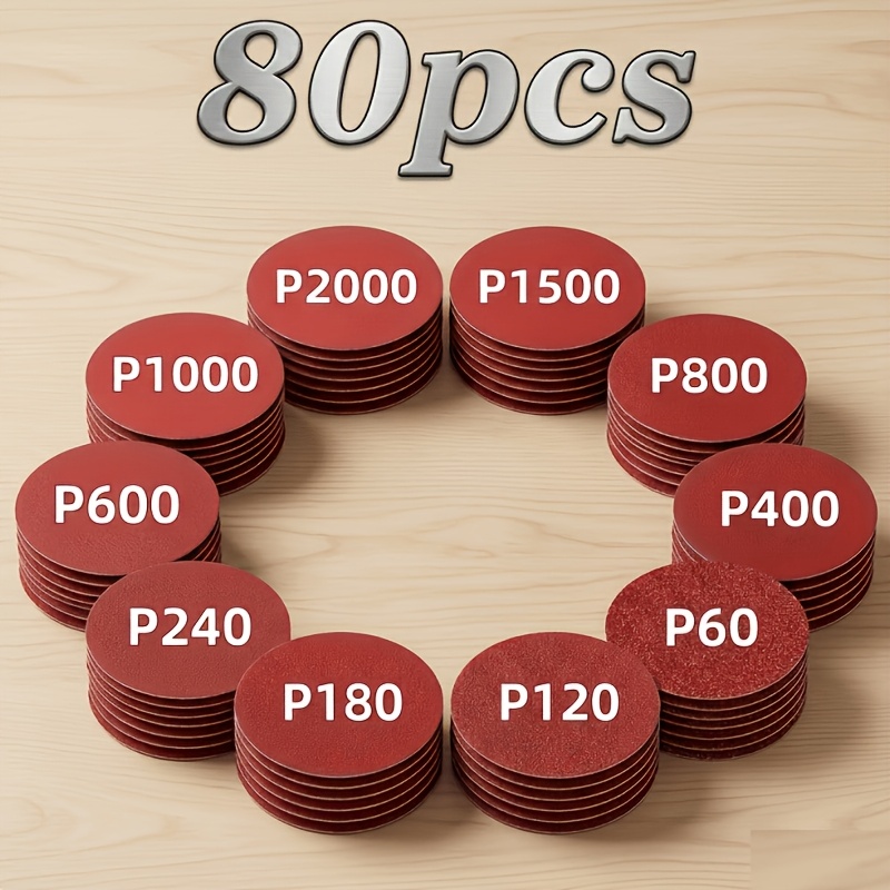 50/80/150pcs 5.08cm Sandpaper Sheet Set - 60-2000 Grit, Durable... product image 4
