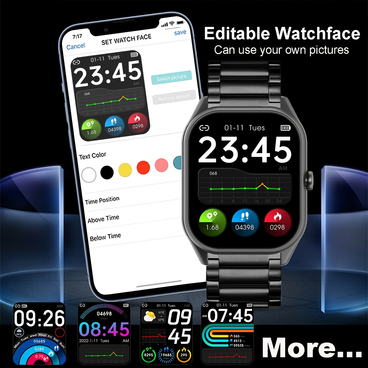 Ultra-Thin Smartwatch with 5.08cm AMOLED HD Full Touch Screen