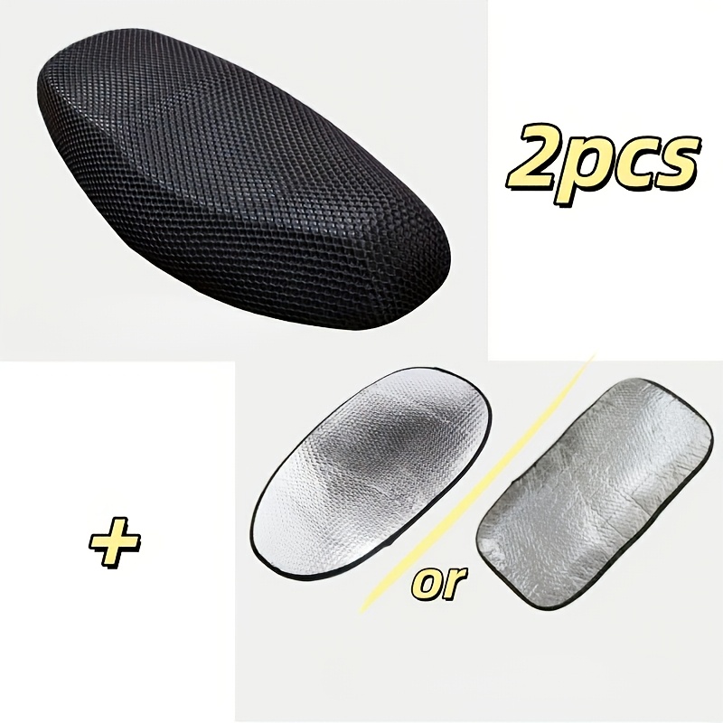 TEMU Paquete de 2 fundas 3D de malla para asiento de motocicleta, protector de asiento transpirable, antideslizante y amortiguador, adicionales