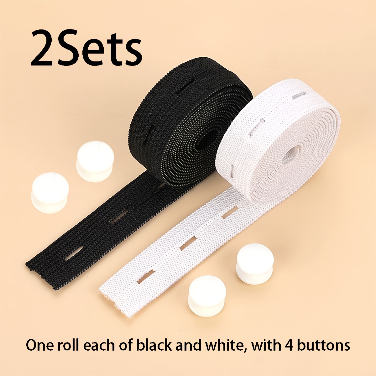 TEMU 6pcs/2 Sets Of White + Black Clothes Hem Shortening Waist-cinching Tool, No-sew Hem Shortener With Snaps, Invisible Pants Waist Tightener,