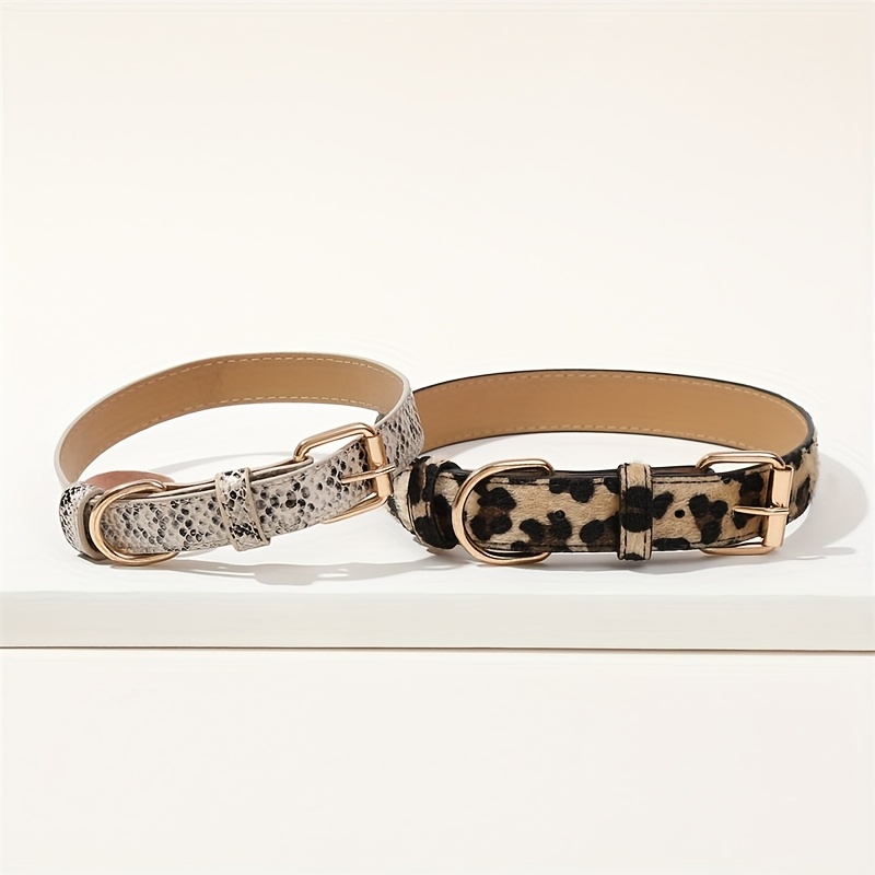 

Chic Snake & Leopard Print Pet Collar For Cats And Dogs - Adjustable, Multi-functional With Safety , , Cute