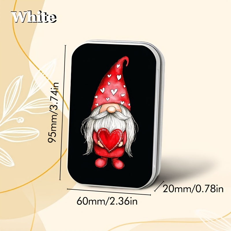 Red Gnome with Heart Doll Metal Storage Box, Multipurpose