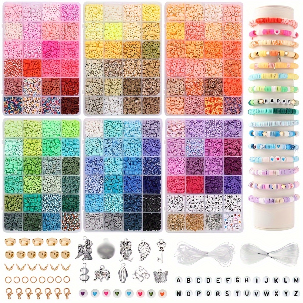 

Create Stunning Bracelets: 4800 Polymer Clay Beads In 48 Colors - Diy Jewelry Making Kit