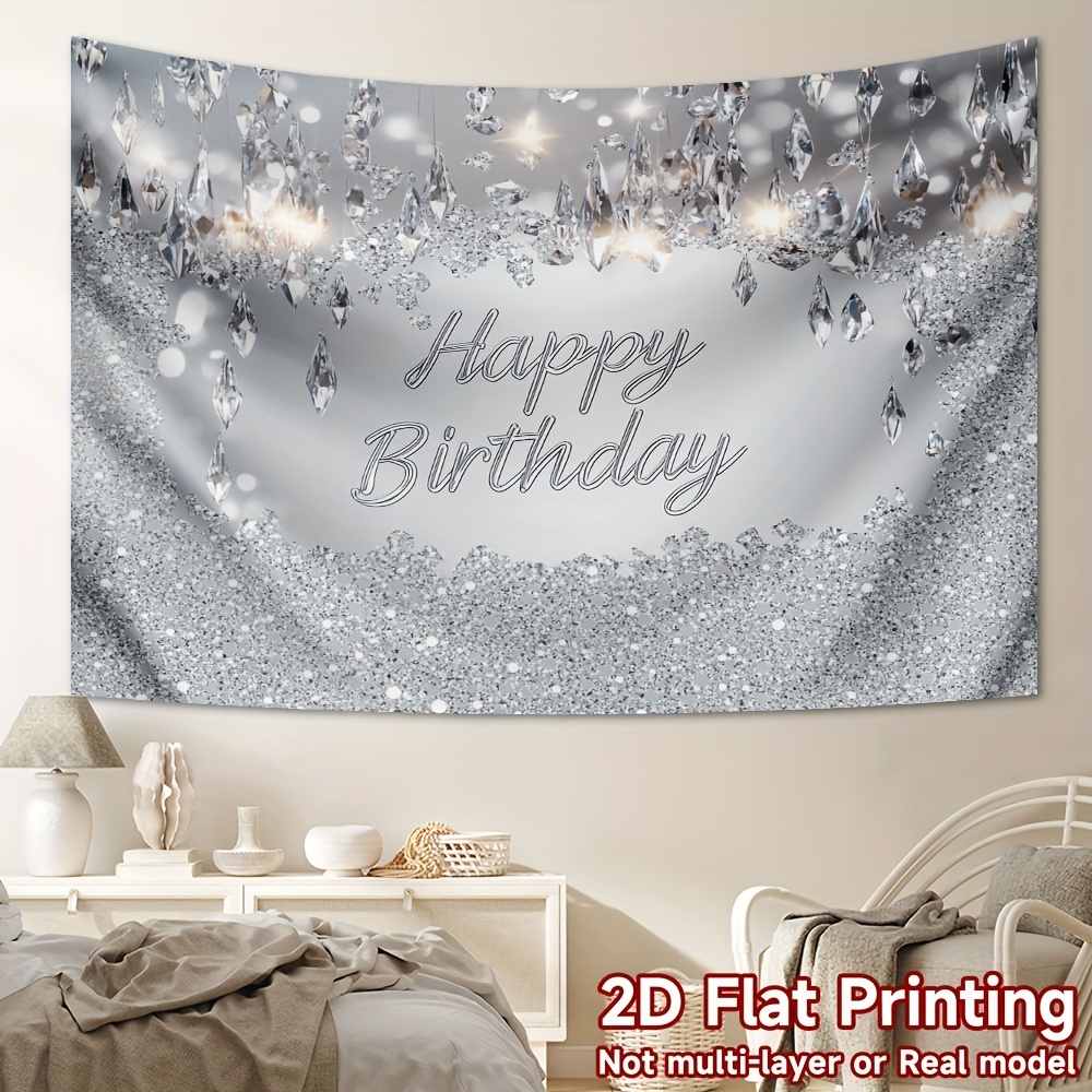 Silbernes Happy Birthday-Banner - Für Geburtstagsparty-Dekoration, Klassisch & Festlich