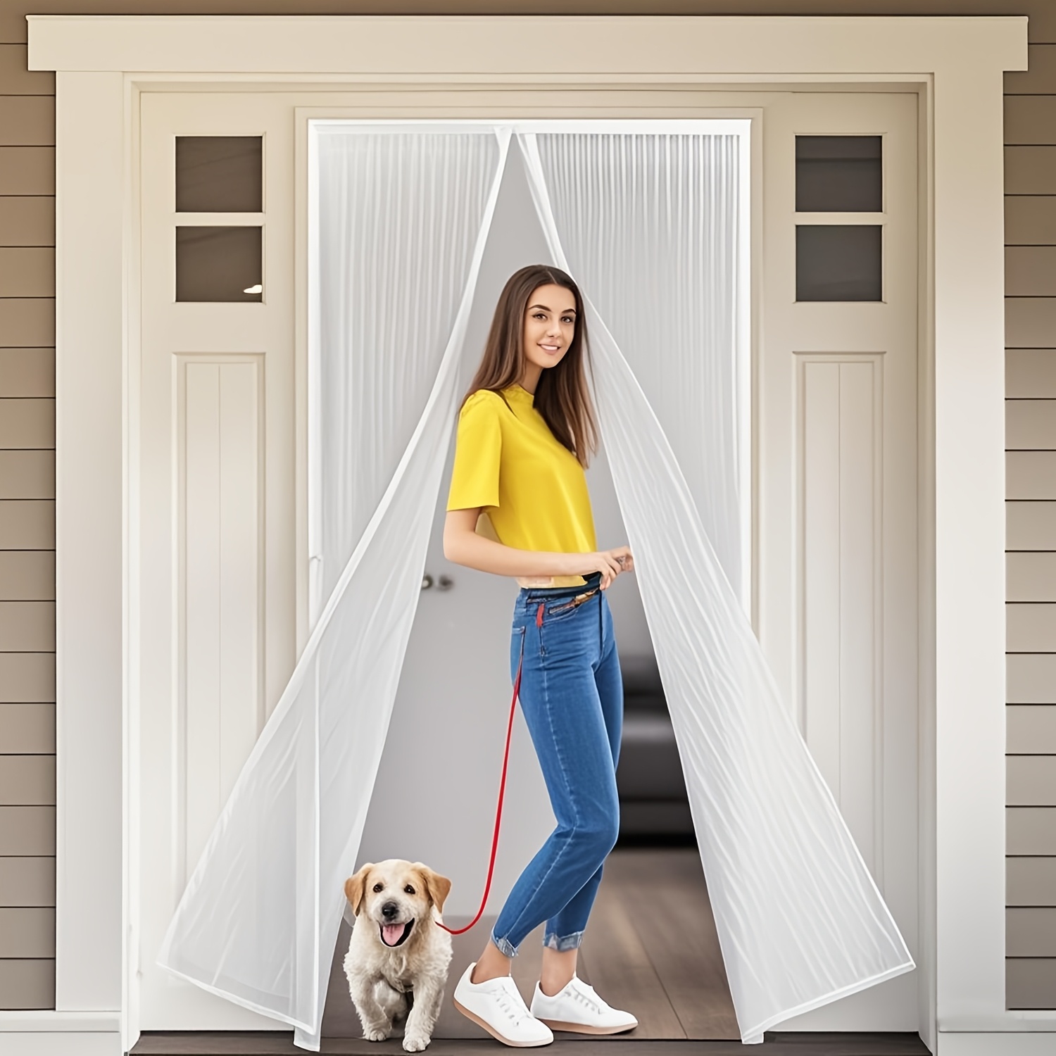   set up magnetic door screen durable self closing mesh curtain suitable for any season hands free access ideal for dividing spaces great for bedrooms and home decoration 0