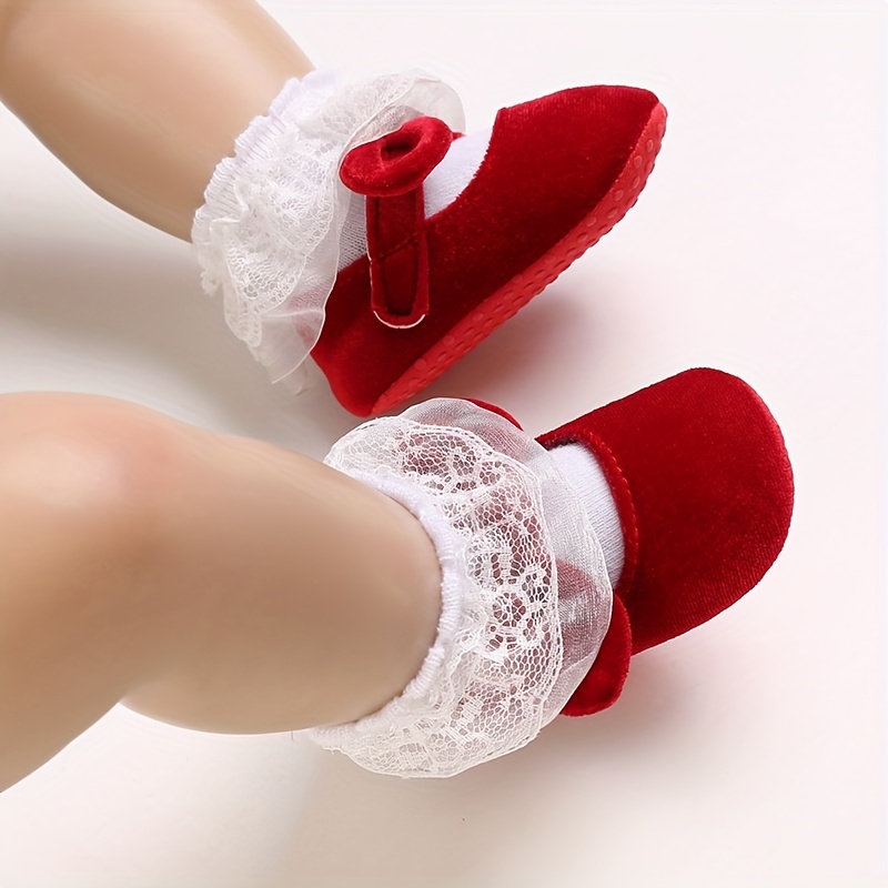 Image of Autumn Baby Shoes, Warm And Non-slip, Newborn Children's Bow Princess Comfortable Soft Indoor Shoes, Suitable For 0-1 Year Old