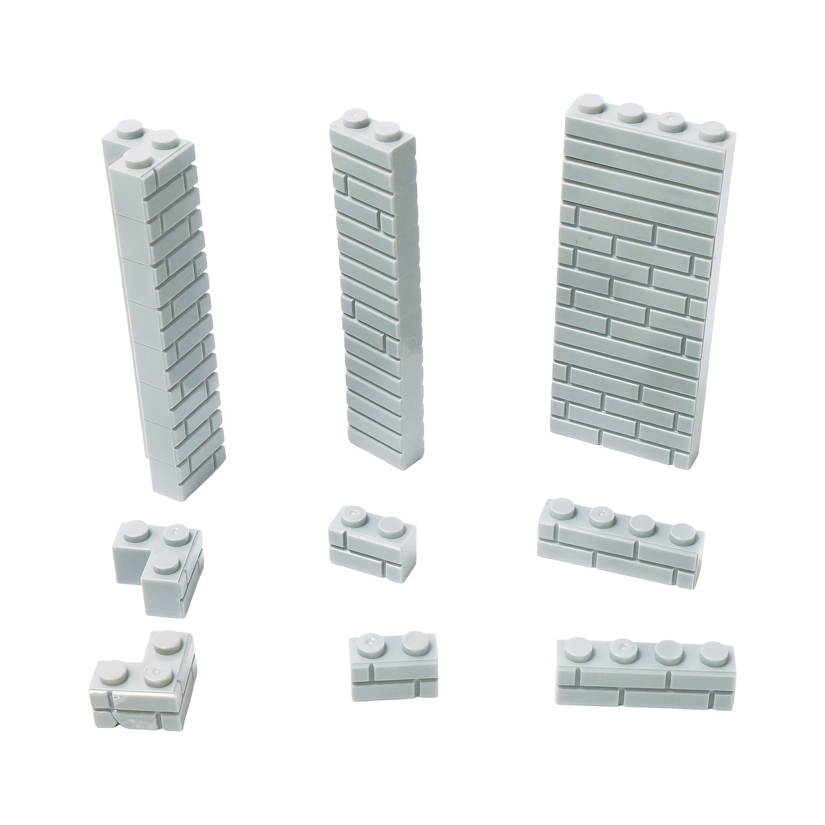 1010pcs Light Gray Wall Texture Building Bricks MOC Set