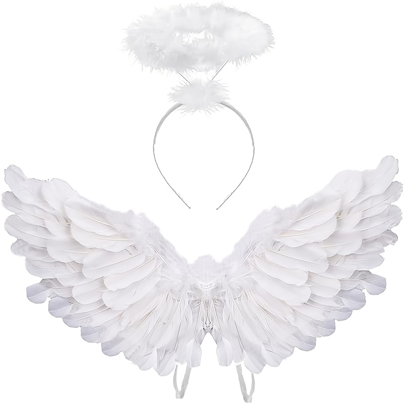 TEMU 2pcs Set ' Costume Wings, Halloween Christmas Night Costume Wings And Halo
