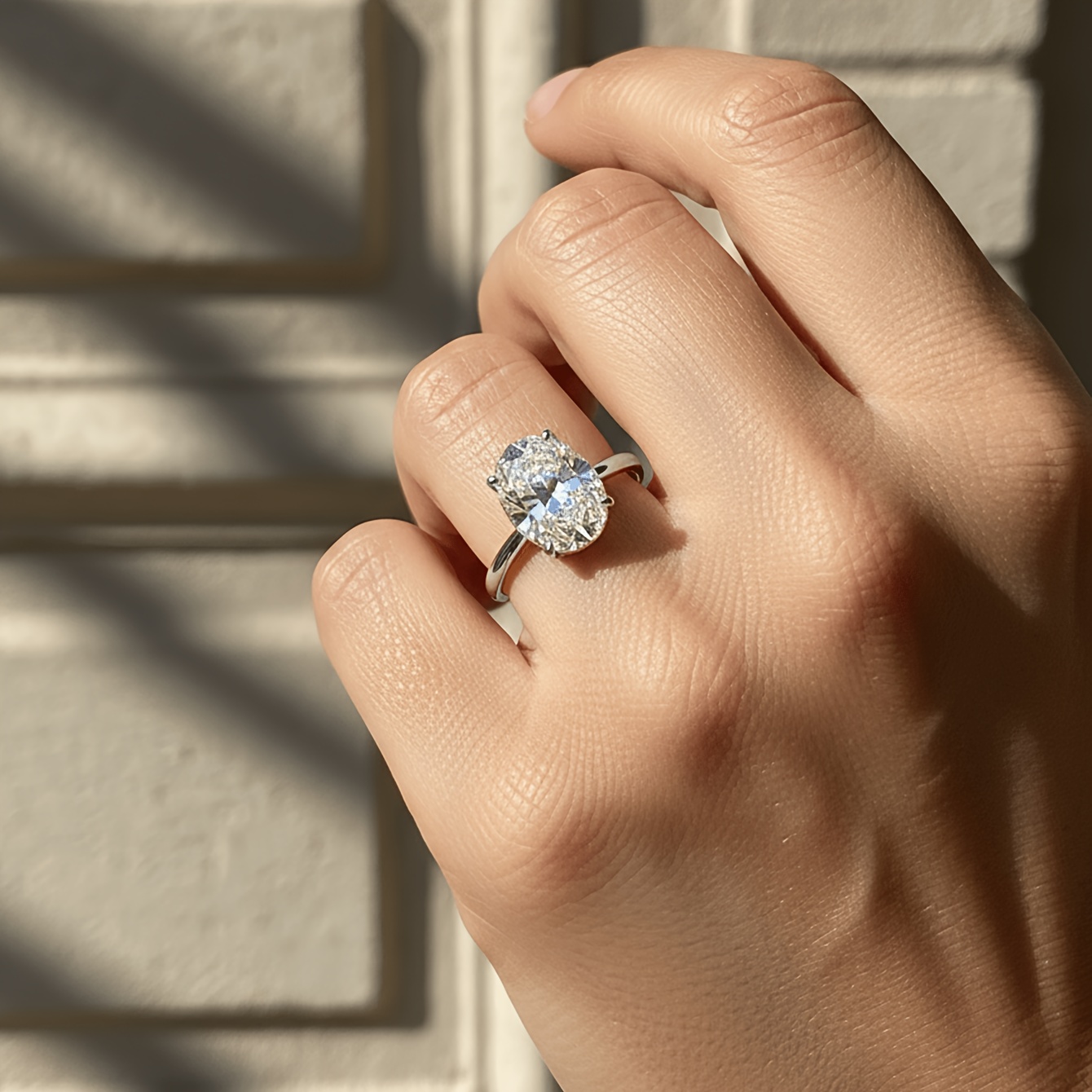 Women's 1-8 Carat Unique Egg Shaped Solitaire Engagement Ring