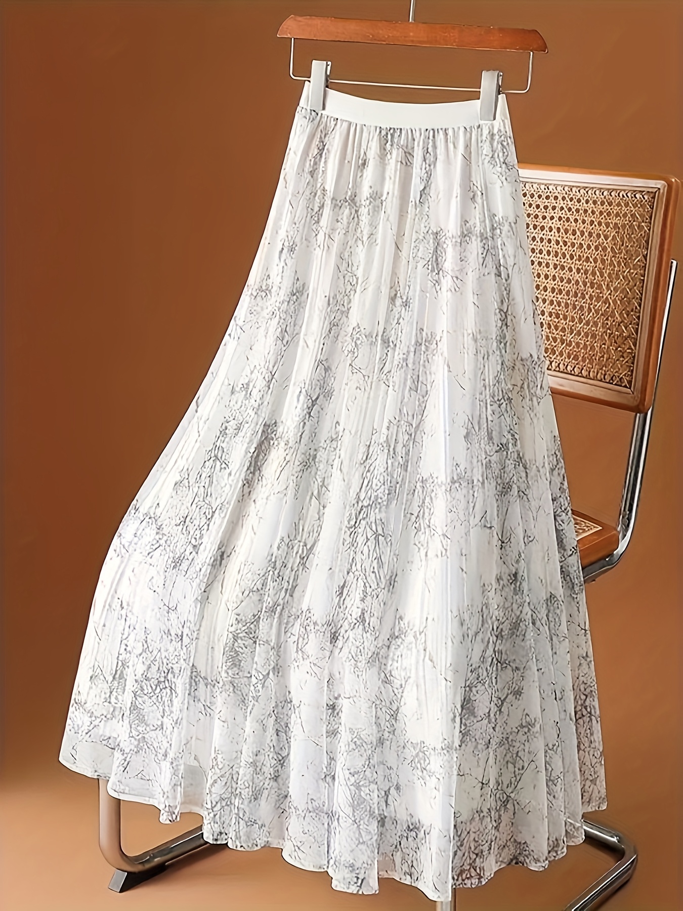 womens floral print sheer a line midi skirt lightweight - Temu Oman