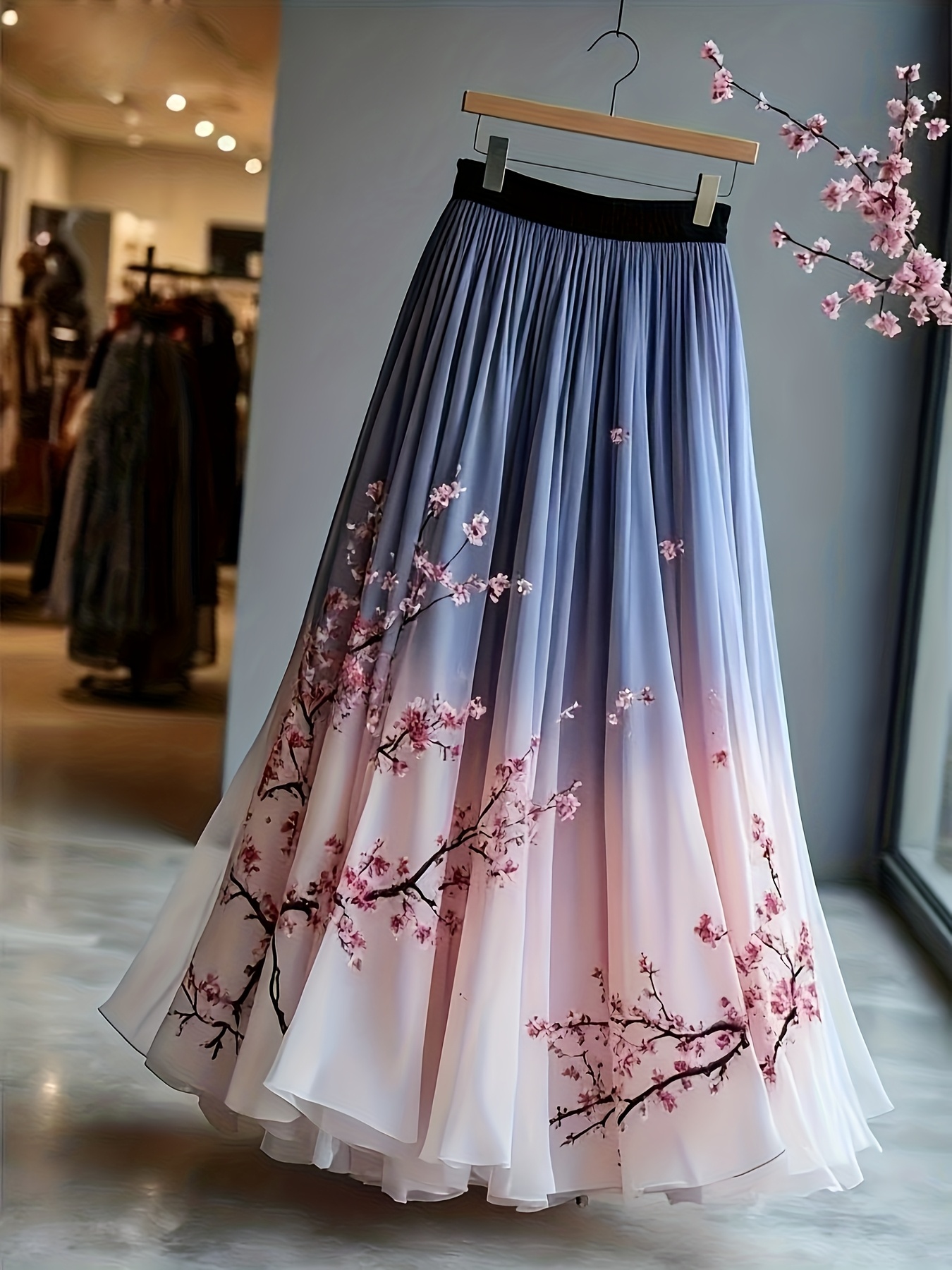 * Premium Gradient Print Dress, Flowy and Elegant Long A-Line Skirt with  Layered Chiffon Hem, Suitable for Formal and Semi-Formal Evening Dinners,  Weddings, Guest Parties, and Gowns. A Women's Skirt ...