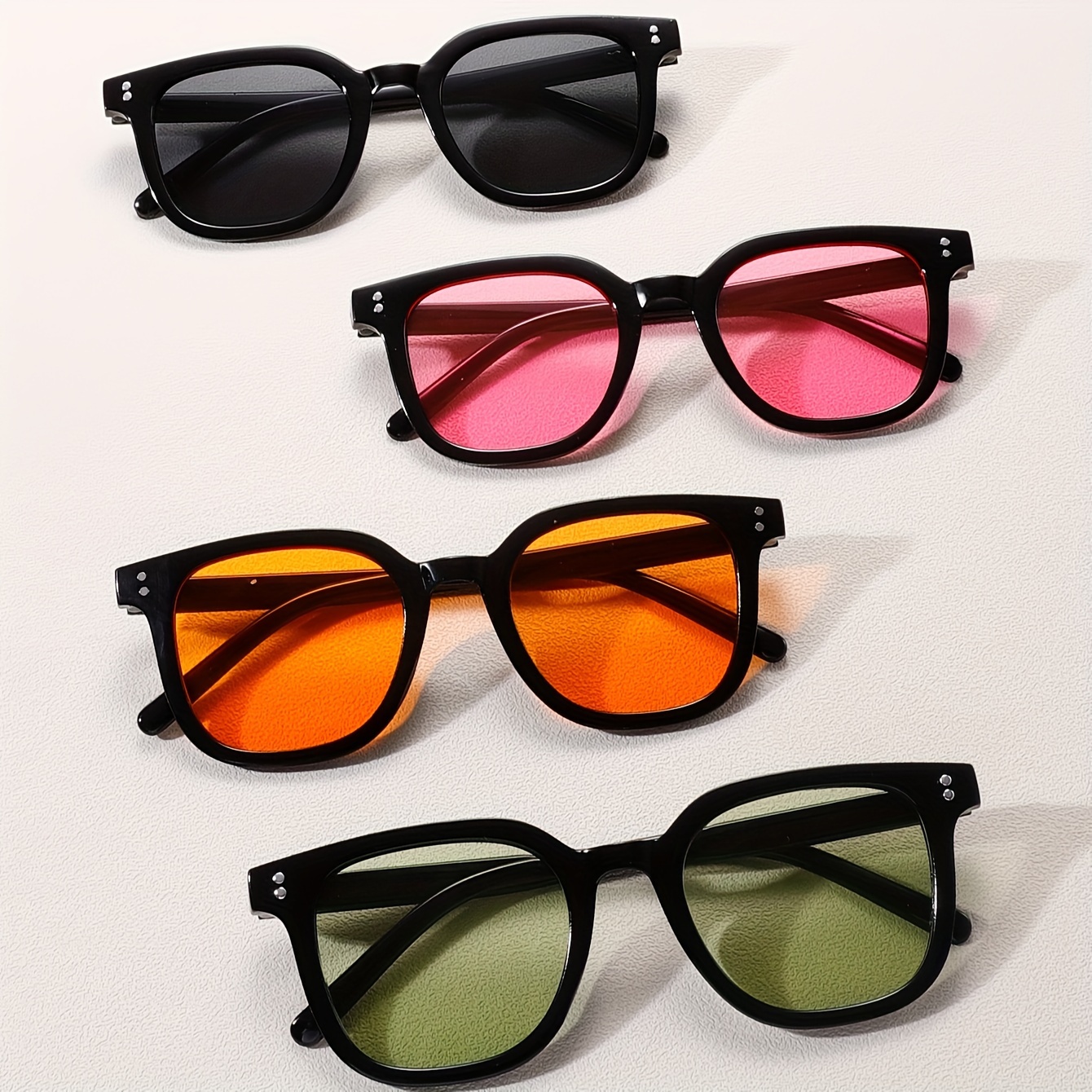 

4 Pairs Of New Fashion Glasses: Pure Desire Blush, Simple And Versatile Atmosphere For Big Face And Thin