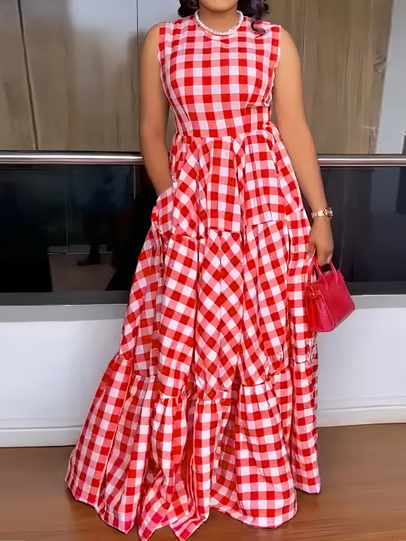 checkered dress sold on Temu United States
