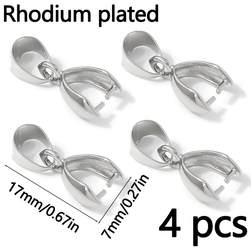 TEMU 4pcs 14k Gold Plated Brass Metal Pendant Pinch Bail For Jewelry, Pendant Pinch Clip For Necklace Making Accessories Jewelry Materials
