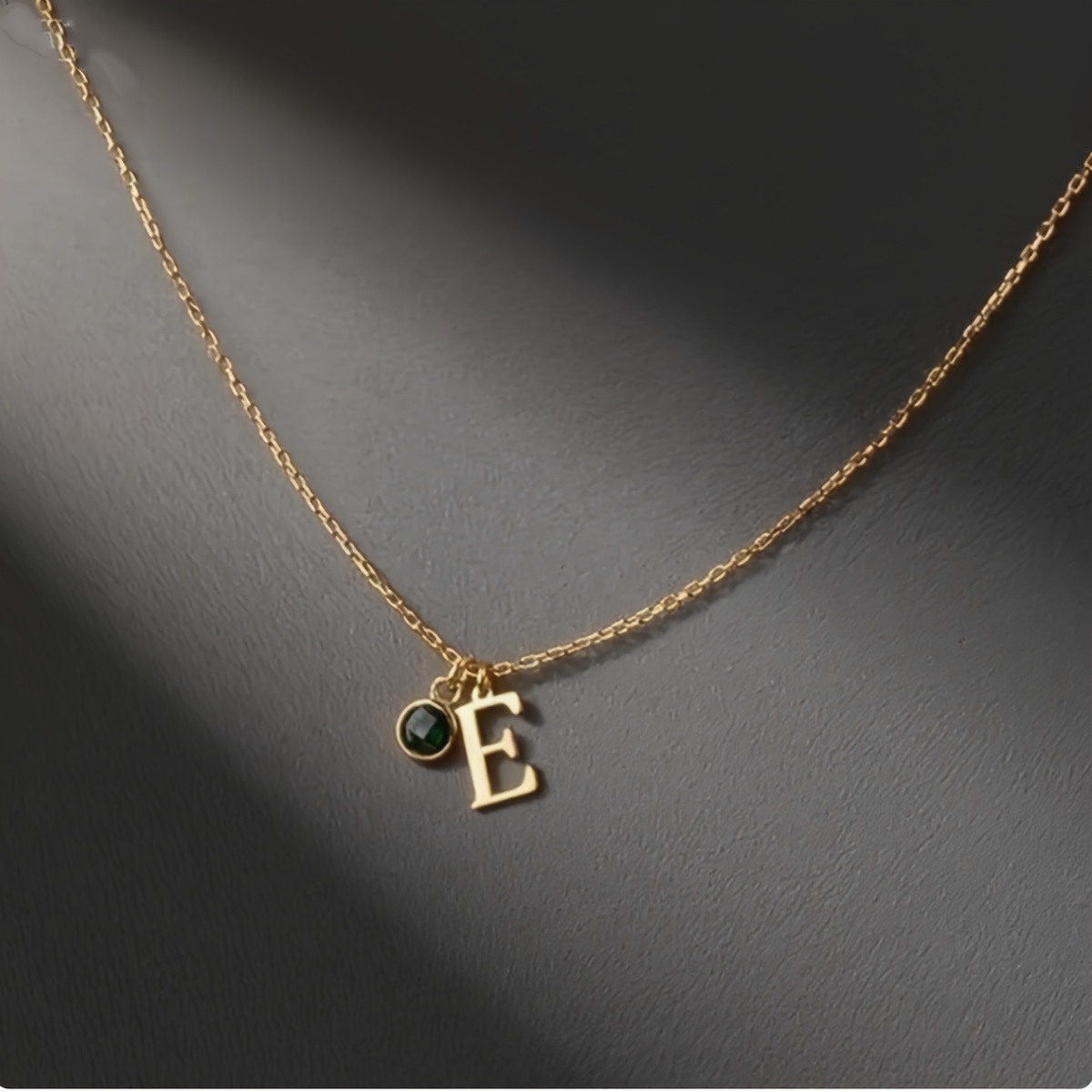 Women's 18K Gold-Plated Custom Letter & Birthstone Pendant Necklace