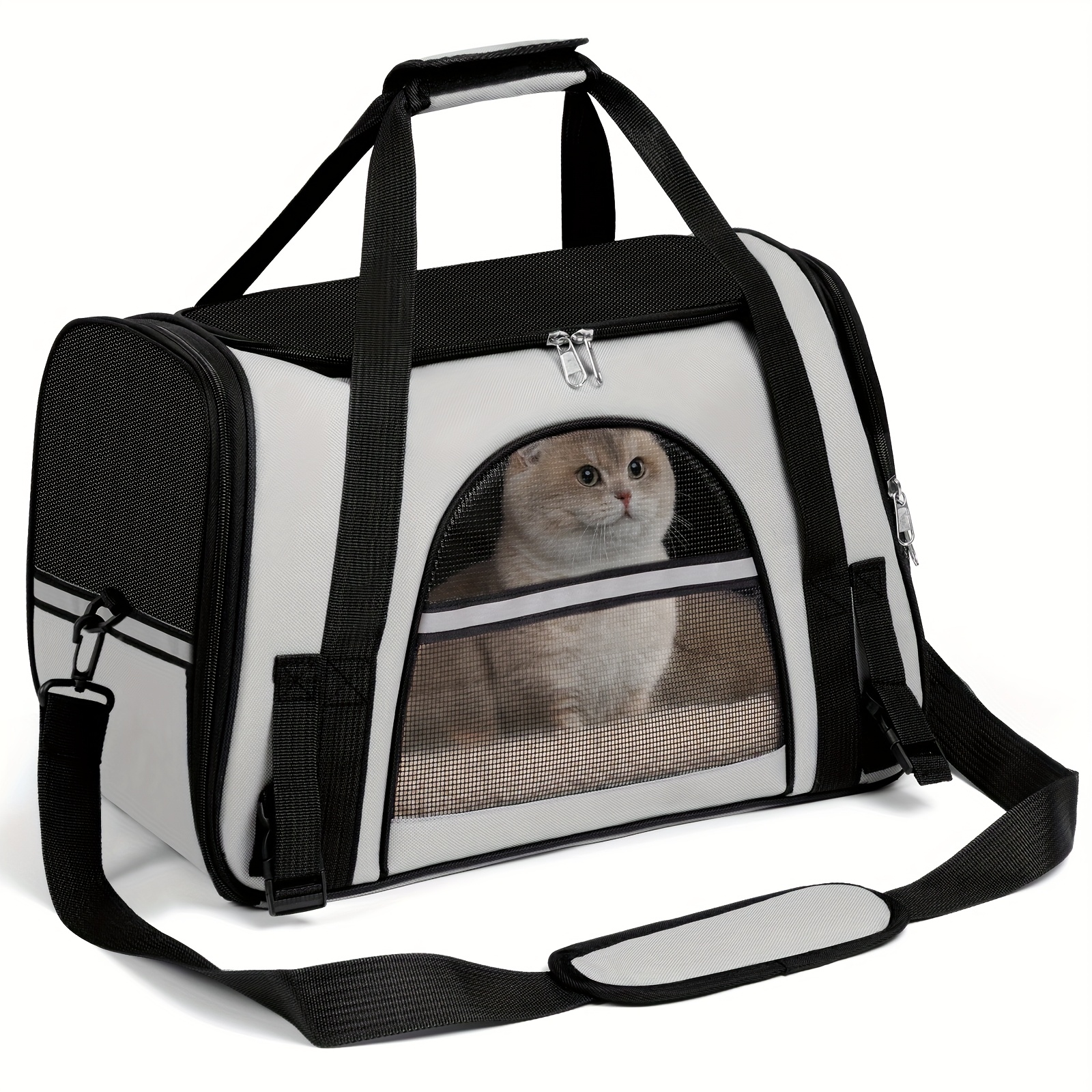 cat carriers for cats secure zipper anti escape   backpack   ventilated foldable   travel bag car airline approved collapsible cage with breathable design