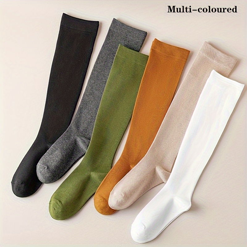 

1 Pair Women's Knee High Socks, Solid Color, Fashion Slimming For Fall/winter, Assorted Colors