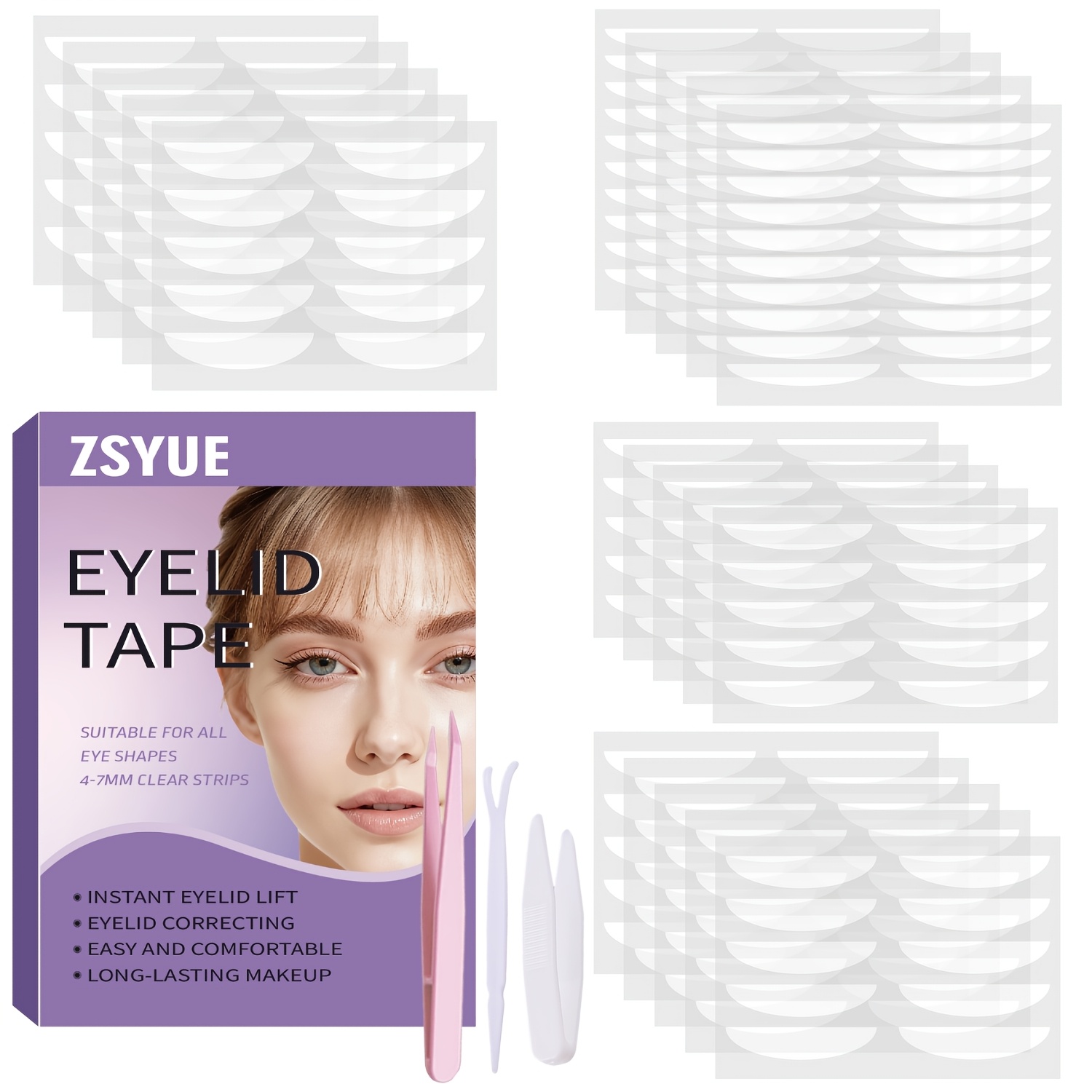 Image of 250pcs Eyelid Tape, 4 Sizes (4-7mm), Instant Invisible Eyelid Lifter Strips Ultra-thin Breathable Long-lasting Double Eyelid Tape For Hooded, , Uneven, Mono-eyelids