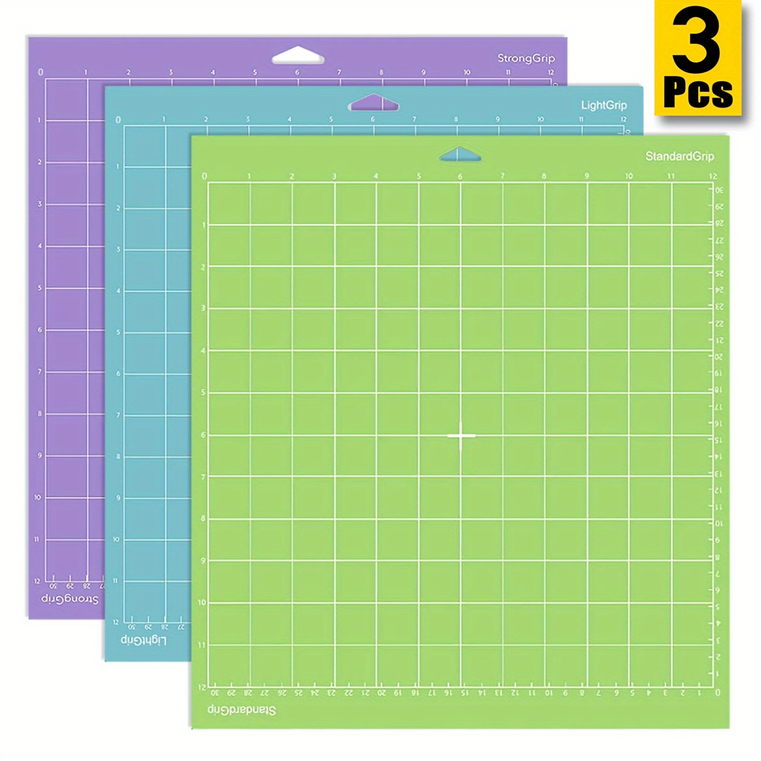 

3pcs Adhesive Cutting Mats For Maker 3/ 3/one/air 2/air - 12x12 Inch Sticky Craft Mat With Measurement (inches & Centimeters), Purple/green/blue, Diy Projects And Gifts, Cutting Mat For Crafts