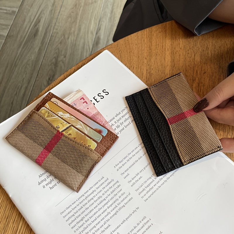 

Genuine Leather Card Case For Women, Vintage Style Slim Wallet, Elegant , High-end Ultra-thin Card Holder, With Polyester Lining, For 2024 Trendy Unisex Accessory