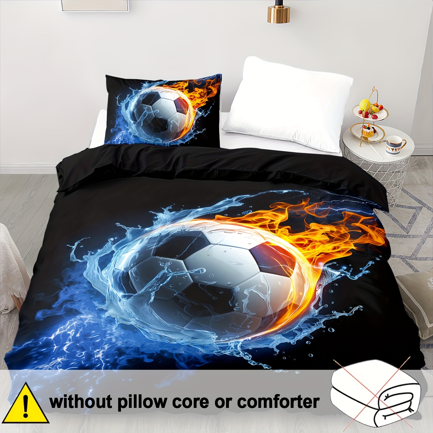 E-shop 2/3-teiliges Bettbezug-Set, weich und bequem, Football Bettbezug Set Twin, Football Raum Deko Bett, Jungen Sport Bettbezug Twin, Twin Football