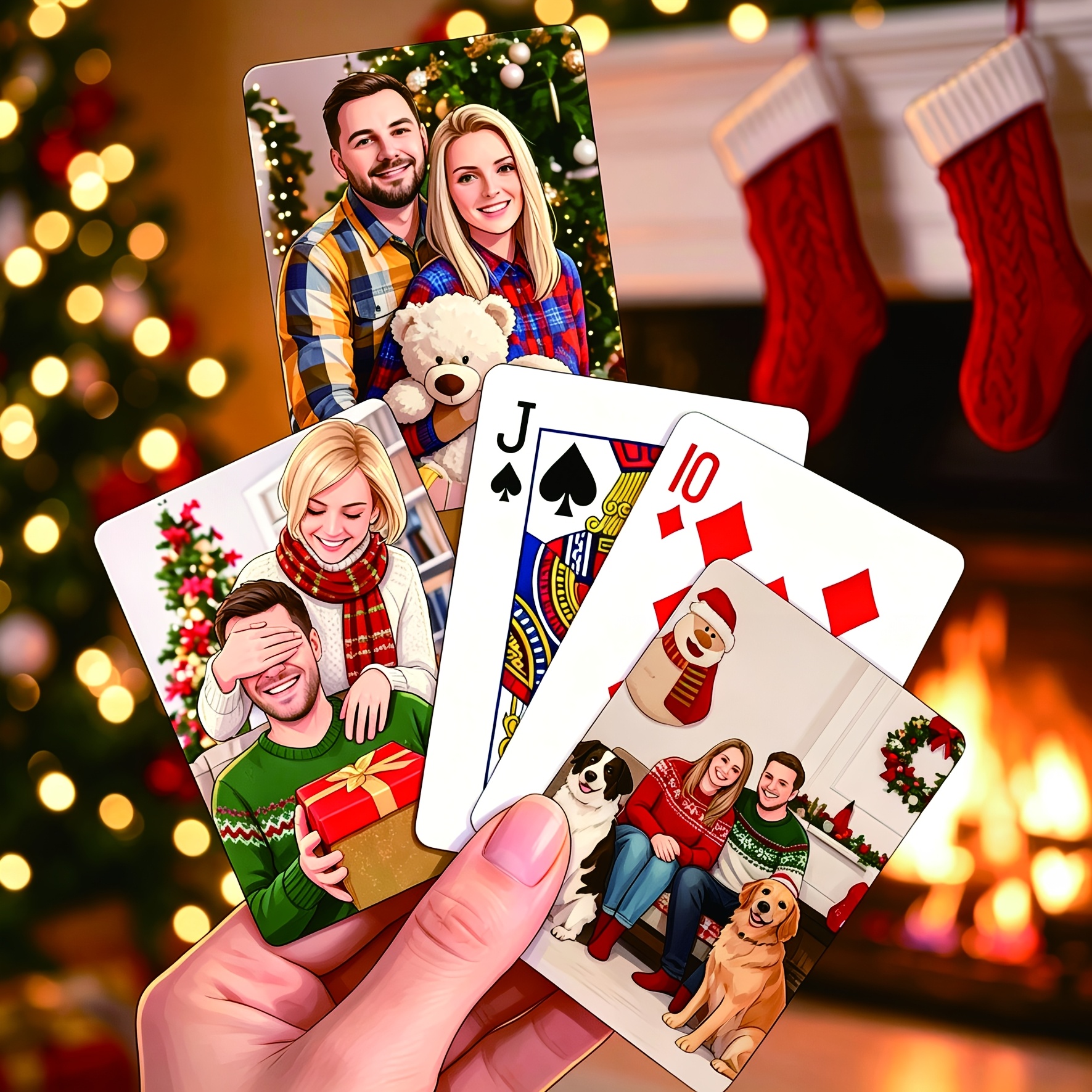 TEMU Custom Family Photo Playing Cards, Personalized Poker Card Gifts For Girlfriend, Gifts For Wedding, Birthday, Family And Party, For Christmas