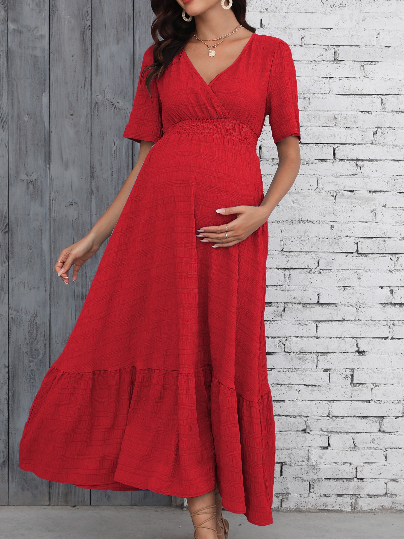 green emerald velvet dress Red Maternity Gown for Photo Shoot and Baby Showers