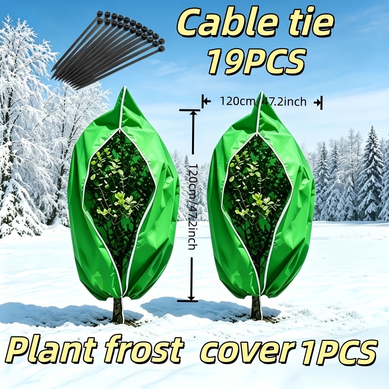 TEMU Housse de contre le gel pour plantes de grande taille, tissu horticole épaissi au froid avec fermeture éclair et cordon de serrage, housse de