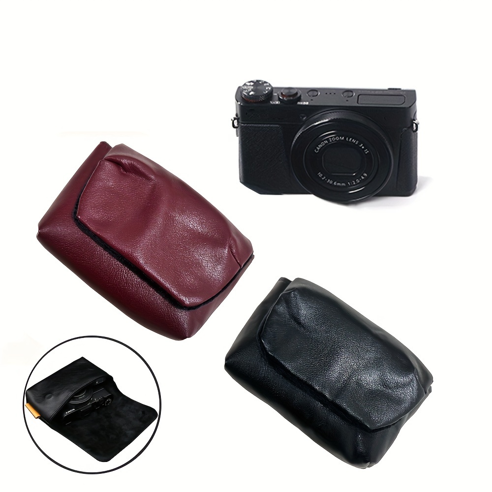 

Premium Leather Camera Case For Zv-1, Dsc- Series & More - Shockproof Soft Protective Bag With Magnetic Snap Closure, Fleece Interior In Burgundy/black - Ideal For Use & Travel, Small Camera Bag