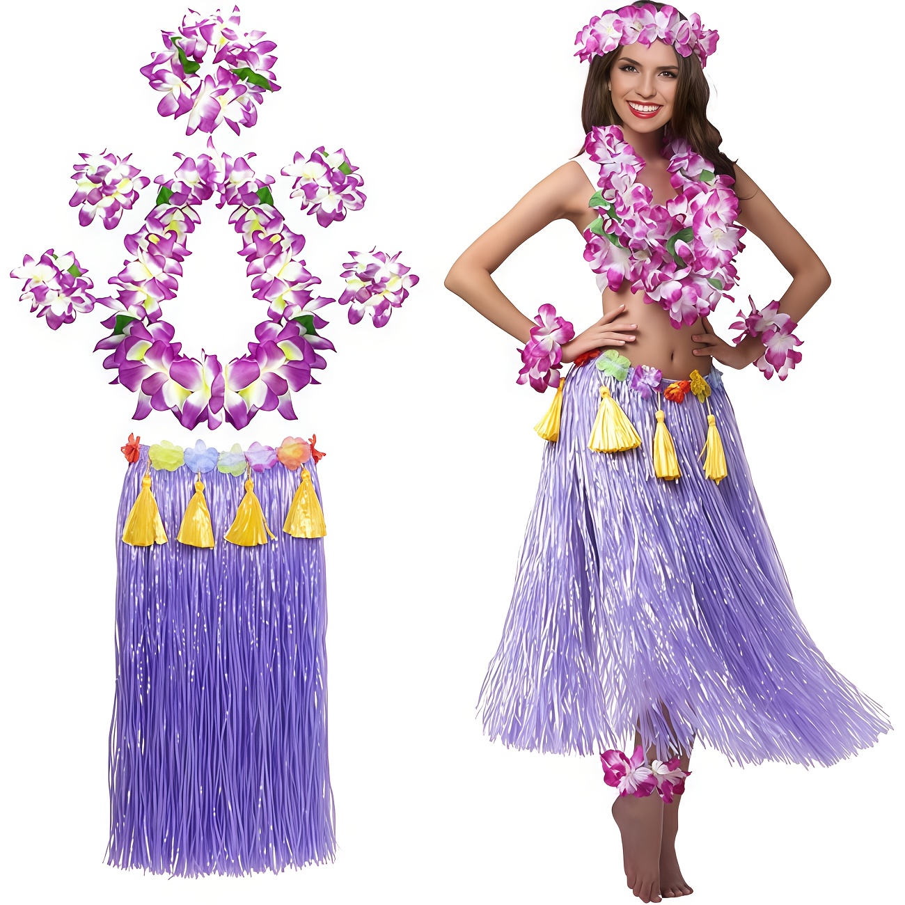 piece set womens hawaiian costume additions - Temu