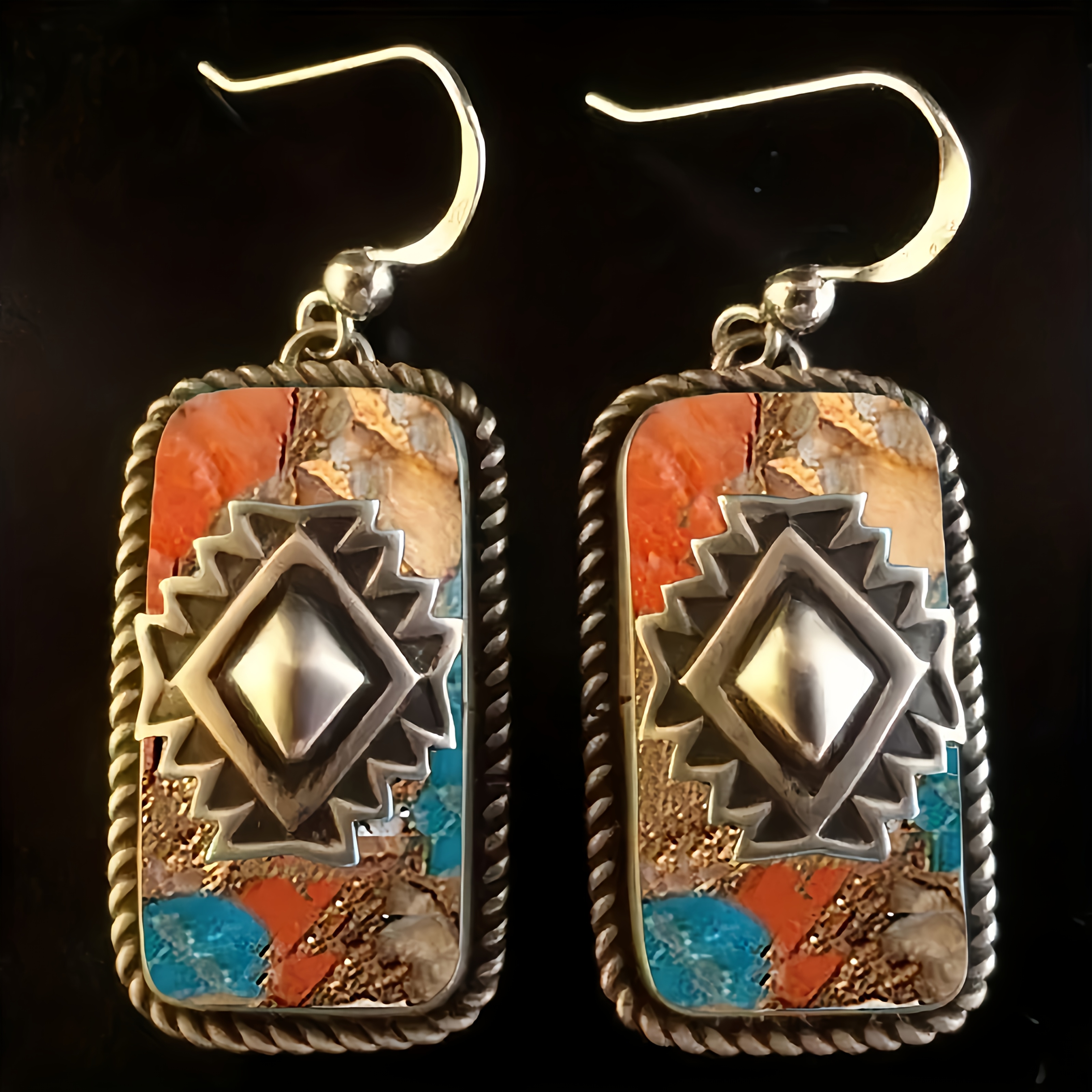 TEMU A Pair Of S925 Fashionable Vintage Earrings, Turquoise Earrings, Bohemian Earrings, Jewelry For Women, Birthday Anniversary Gift, Christmas