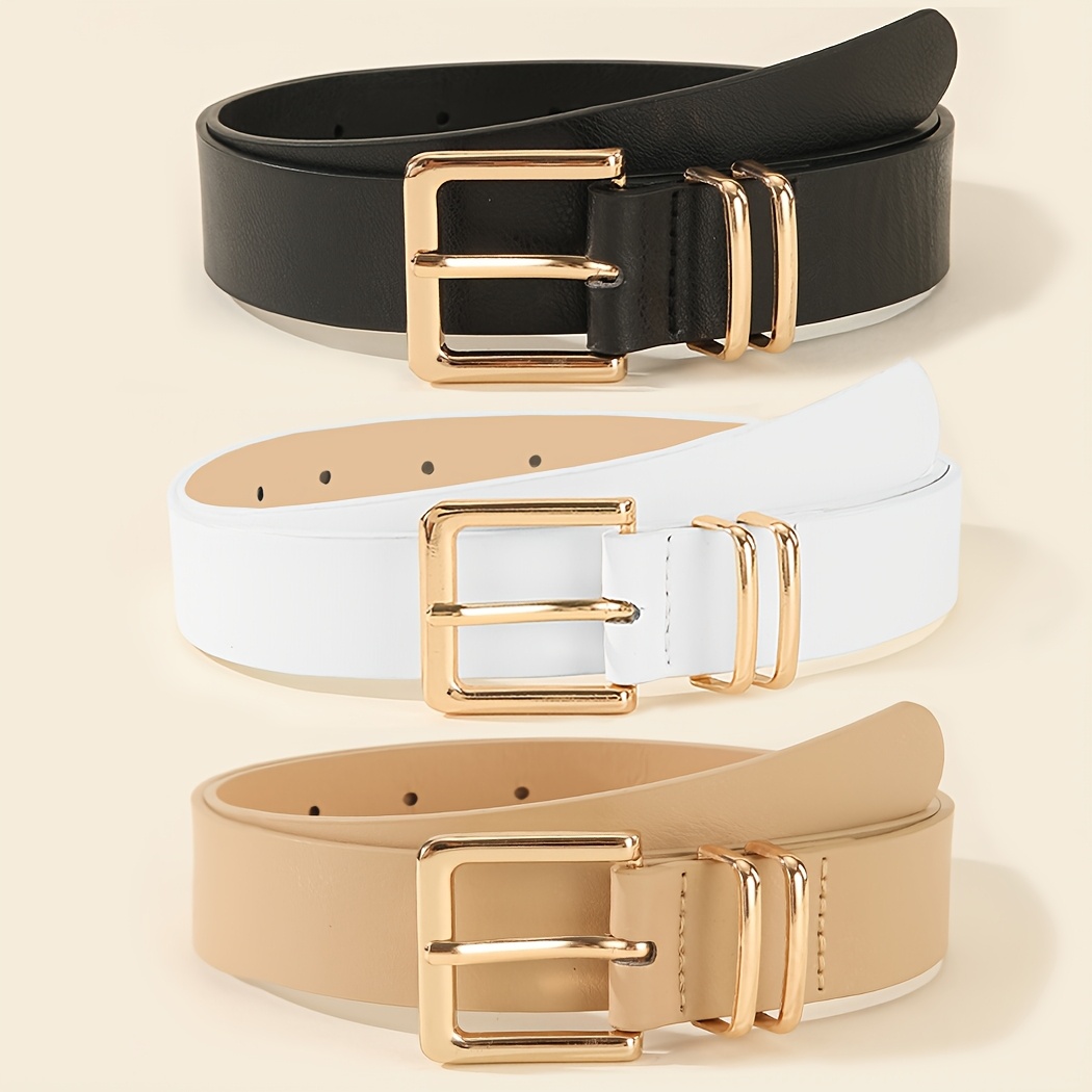 TEMU 3pcs Fashion Women Belts, Easy Versatile Jeans, Trousers, Dress Women Belts, Solid Elegant Women Belts, Daily Casual Belts, Preppy Style Waist