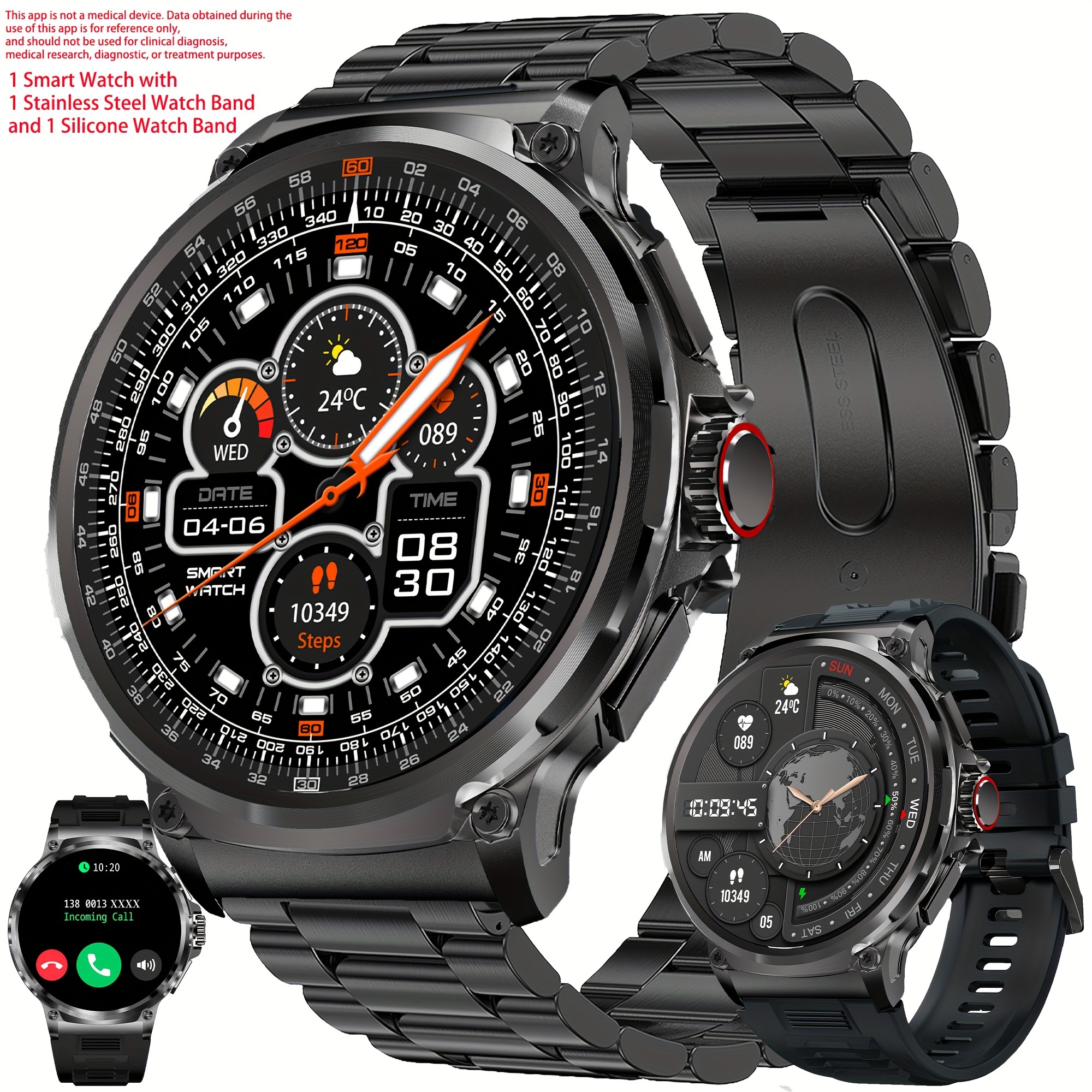 Smart Watch For Men (answer/dial Calls), Smartwatch Fitness For And For Iphone, 1.85" Activity With Calorie, Smart Watch For Men, Call , Wireless Call Smart Watch, Smart Watch With 2 Watch Bands