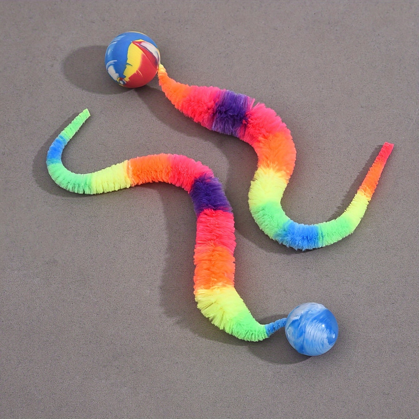 

2 Pcs Interactive Cat Teaser Toys - Geometric Polyester Twisty Worms With Attached Balls, Uncharged Sticks For Kittens - Colorful Simulation Caterpillar Set Without Batteries