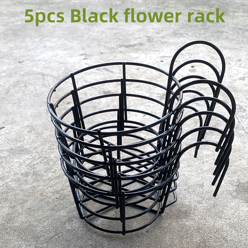 E-shop 5er-Set Schwarz/Weiß 16 cm runder Hänge-Blumentopfständer für grüne Pflanzen, wandmontiertes Balkon-Blumenregal, für Topf-Sukkulenten, grünen