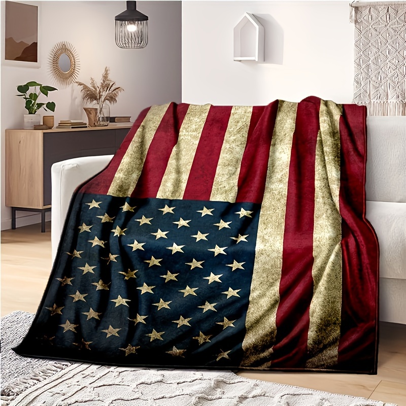 

Patriotic Throw Blanket - Stain & Fade Resistant, , Sofa, Bed, Travel & Outdoor Use - Cozy, Plush,