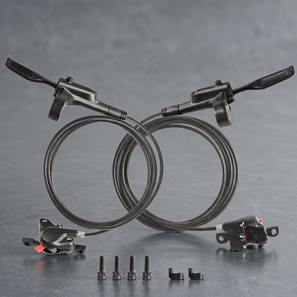 Image of Mt200 Hydraulic Disc Brake Set, Mtb Mountain Bike Bicycle Hydraulic Brake Kit, 2-piston Front Rear Disc Brakes, Left Front 800mm Right Rear 1450mm, Pre- Mineral Oil, Cycling Brake Upgrade