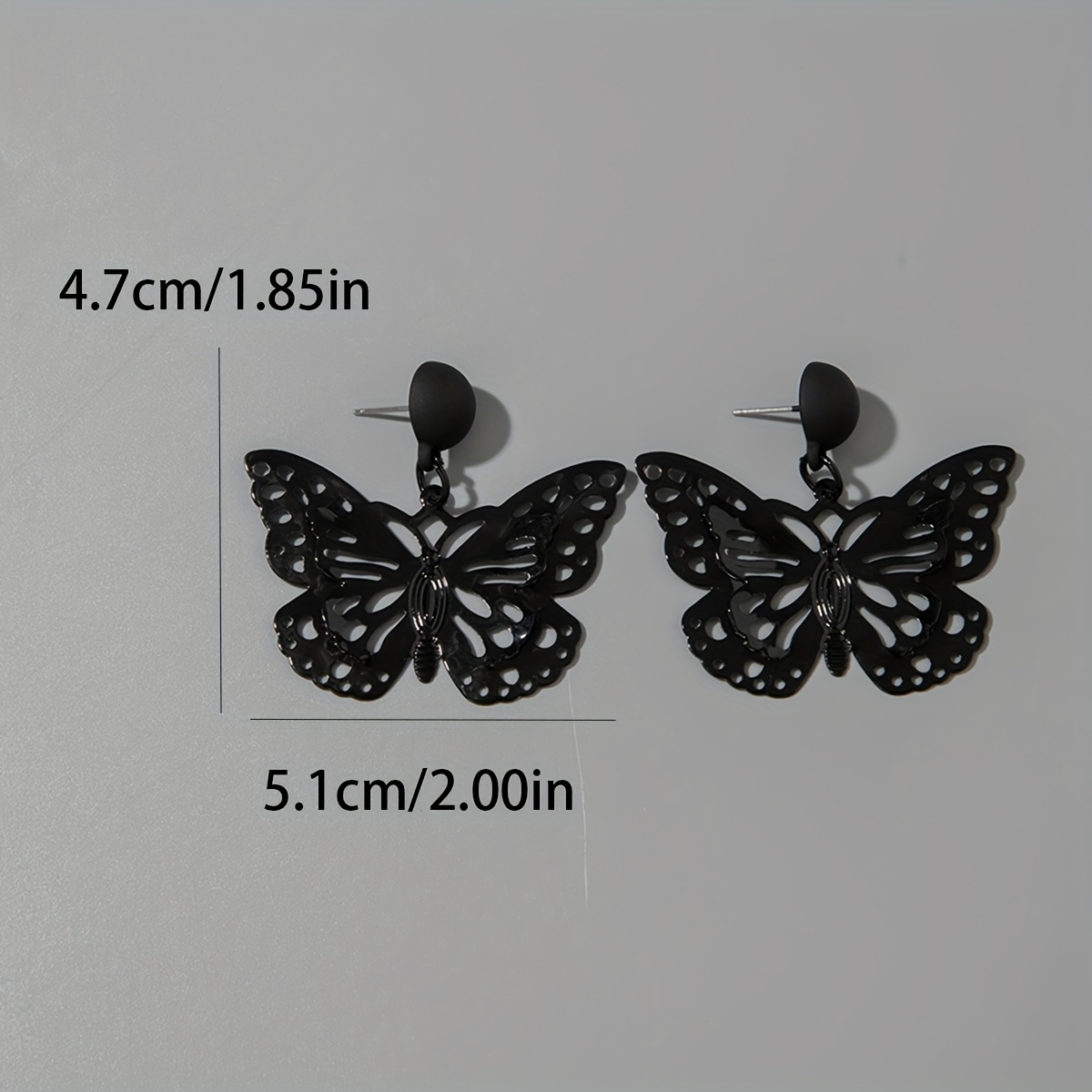 High-End Dark Retro Iron Hollow Butterfly Earrings